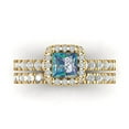 thumbnail image 2 of 2.01 ct Brilliant Princess Cut Blue Moissanite 18K Yellow Gold Halo Solitaire with Accents Engagement Bridal Wedding Ring Band Set size 3.5, 2 of 7