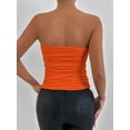 thumbnail image 4 of Women'S Tube Tops Strapless Going Out Crop Tank Top Ruched Bandeau Outfits Sleeveless Y2K Shirts Orange M, 4 of 7