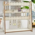 thumbnail image 5 of 3 Tier Wooden Earring Display Stands Earring Display Rack Earrings Holder Organizer Wood Jewelry Display Stand Necklace Storage Rack for Counter Tabletop Display Supplies, 5 of 5