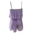 thumbnail image 4 of YDLCAFD Women Summer Short Rompers Spaghetti Strap Elastic Waist Neck Ruffle Casual Flowy Jumpsuits M, 4 of 5