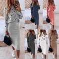 thumbnail image 2 of Fusipu 1 Set Blouse Skirt Five-pointed Star Print High Waist Autumn Winter Bodycon Pencil Skirt Suit for Daily Wear, 2 of 8