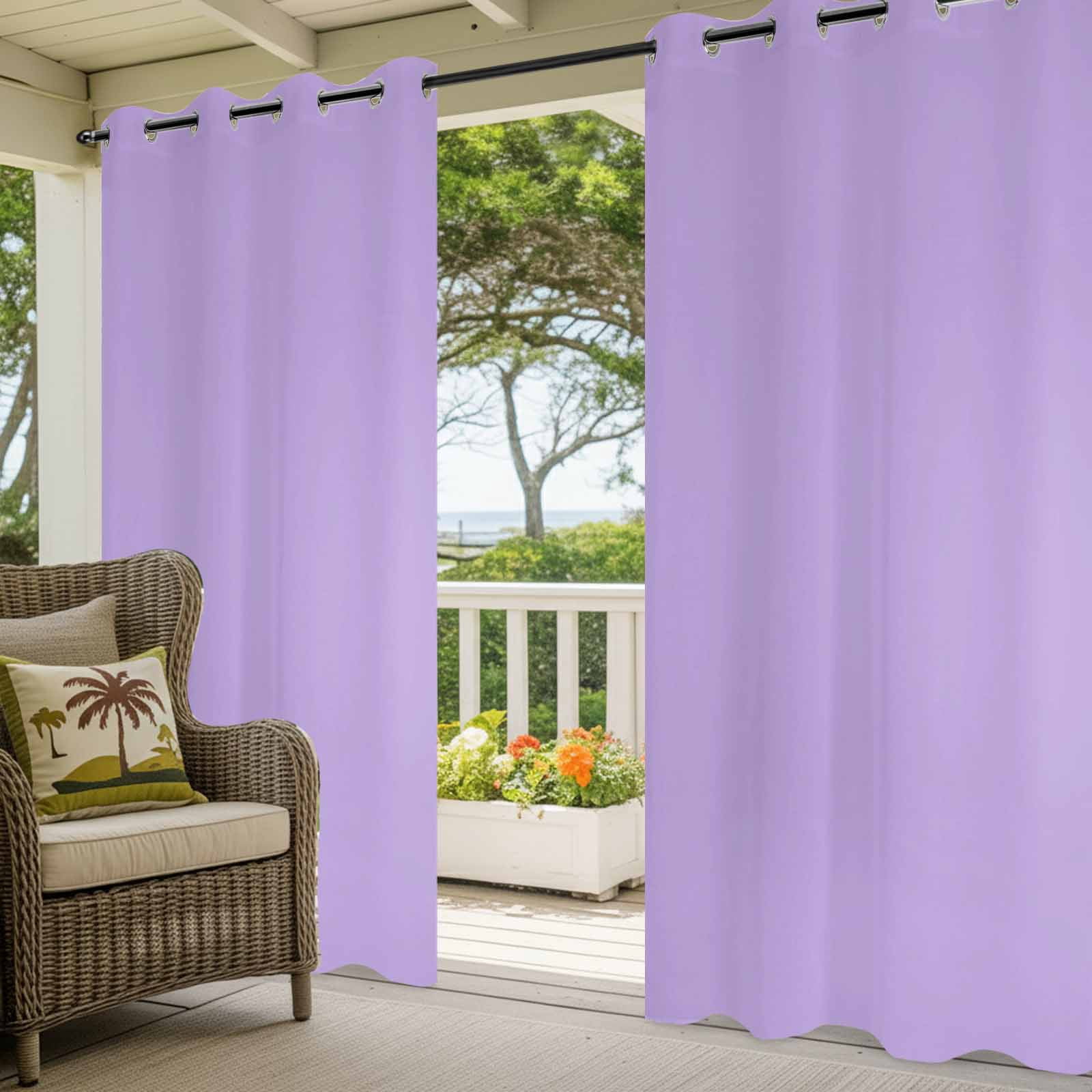 Purple Outdoor Curtains for Patio Waterproof, Windproof Privacy Curtains with Weighted Bottom, Modern Pure Lavender Purple Outside Drapes for Picnic Garage Backyard Cabana 54"x95" 1 Panel