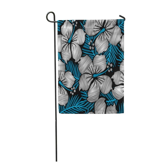 SIDONKU Pattern Hibiscus Tropical Floral Applique Fiber Flower Ginger Hawaiian Garden Flag Decorative Flag House Banner 12x18 inch