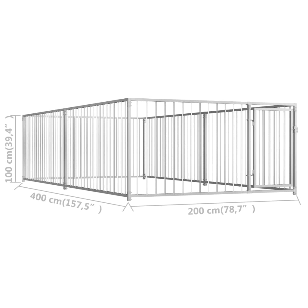vidaXL Dog Kennel Silver Steel 39.4 x 39.4 x 39.4 in Tough Dog Kennel