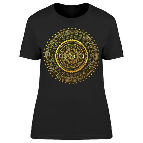Ethnic Yellow Ornament Art T-Shirt Women -Image by Shutterstock, Female Large