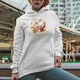 thumbnail image 2 of Fall in Love with as Many Things as Possible with Watercolor Kittens & Leaves Art Merch Gift, White Hooded Sweatshirt or Hoodie, Small, 2 of 5
