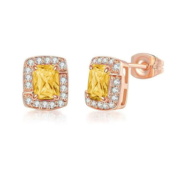 Teissuly Multicolor Earrings Color Zircon Single Full Diamond, Crystal Earrings(Platinum Rectangle) Teissuly WER202401222064