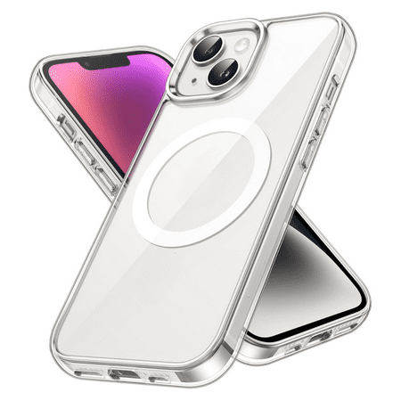 Entronix Magnetic Clear Case for iPhone 14, [Yellow Resistant] Slim Fit Hard Back Cover