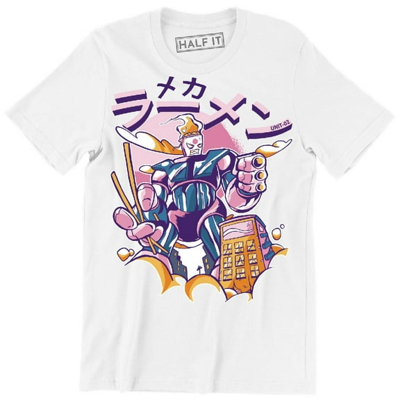 Funny Angry Giant Ramen Mecha With Chopsticks Attacking A City T-Shirt