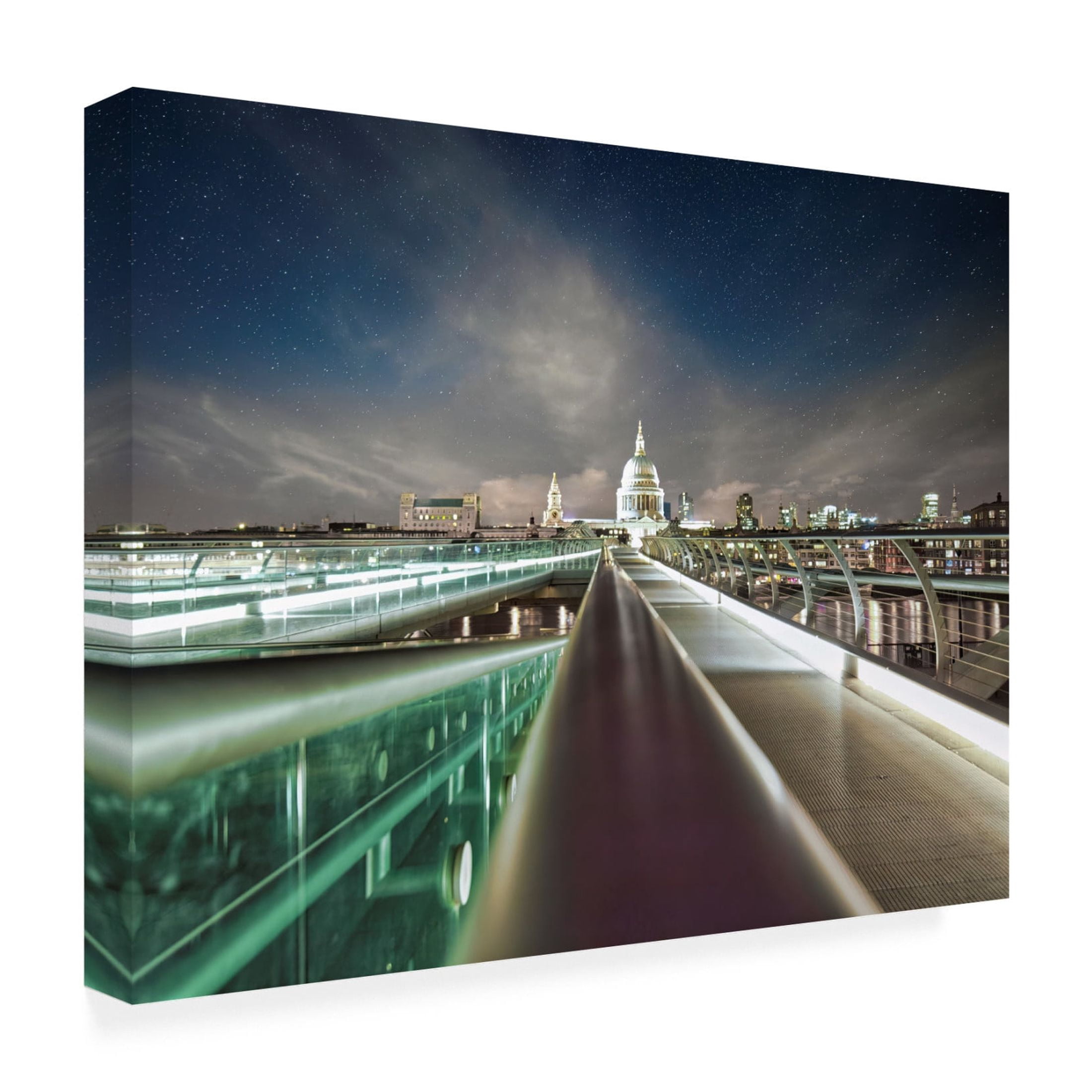 Canvas Wall Art - Mark A Paulda 'St Pauls Cathedral And Millennium Bridge' Wall Art for Living Room, Bedroom, or Office Décor by Trademark Fine Art - 32 x 24 Inches