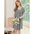 thumbnail image 6 of Avidlove Women Nightgows Short Sleeve House Dress Floral Print Sleepshirt with Pocket Sleepwear, 6 of 7