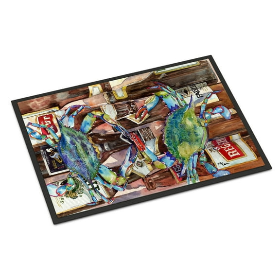 Blue Crabby New Orleans Beer Bottles Door Mat
