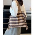 thumbnail image 3 of Kukuzhu Women's Hobo Bag Wool Knitted Shoulder Bag Handbag Stripe Purse Large Totes Exquisite Top Handle Bag with Tassels, 3 of 7