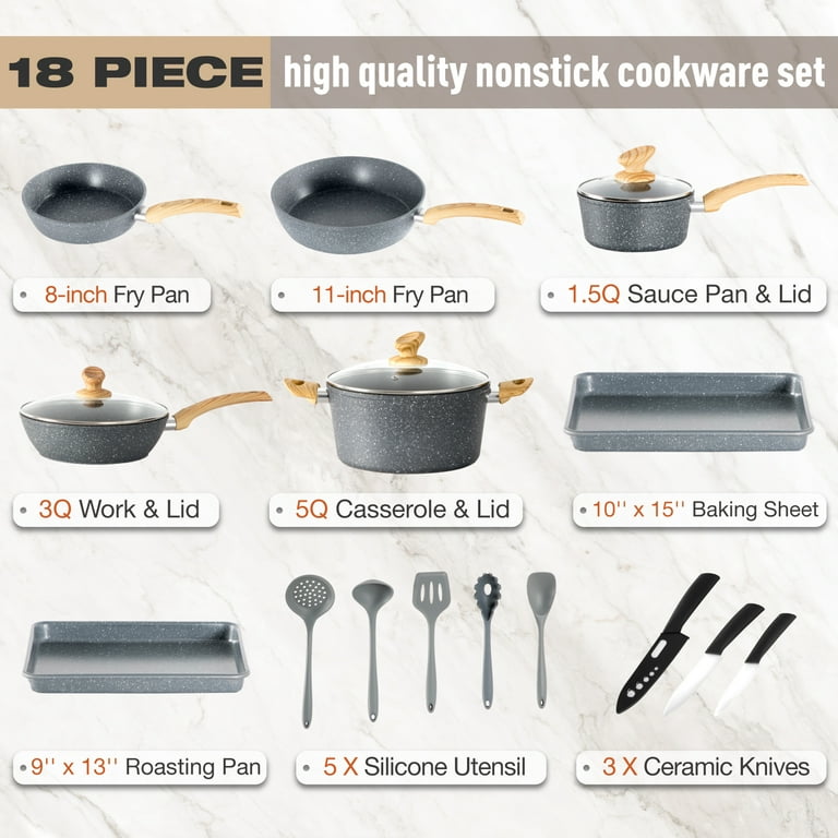 10 PCS Forged Blue Marble Cookware Set/Frypan/Casserolesaucepan