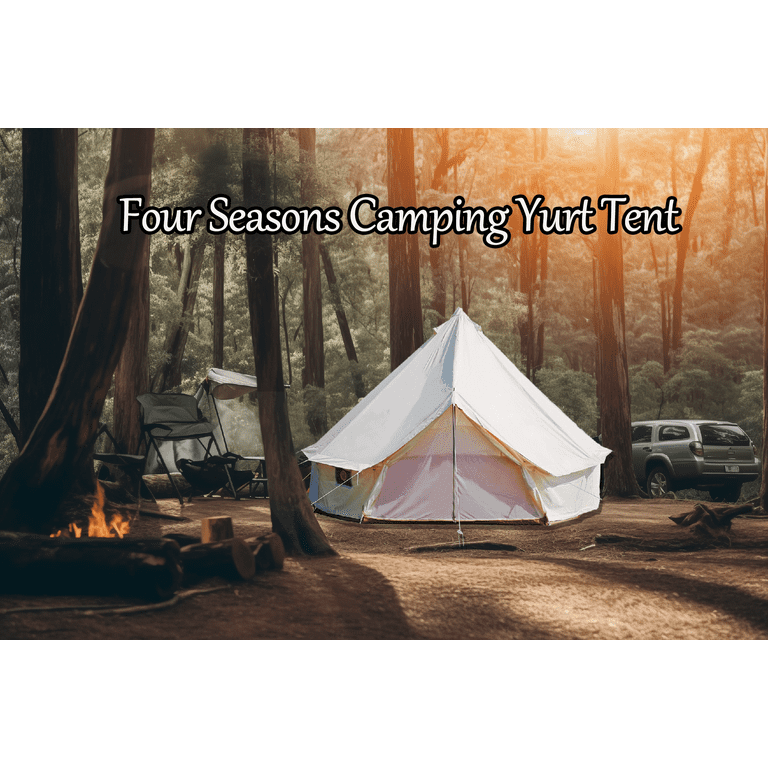 Outdoor Oxford Bell Tent 5m/16.4ft Four Seasons Camping Luxury Tent with  Zipped Floor