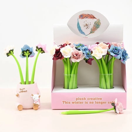 1 Piece Kawaii Flower Pen Stationery Creative Sweet Pretty Lovely Soft Gel Pen C black