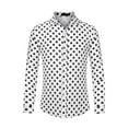 thumbnail image 5 of Unique Bargains Men's Polka Dots Print Dress Shirt Long Sleeves Casual Shirts S White, 5 of 6