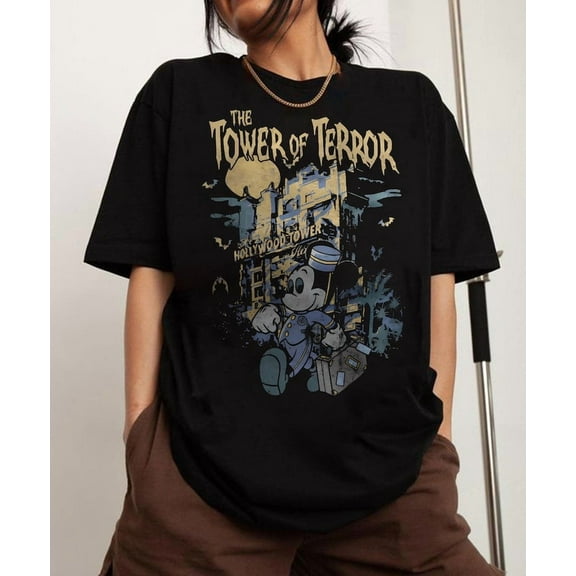 Vintage Retro Disney Tower Of Terror Shirt, Mickey Mouse Twilight Zone Shirt, Disney Rides Shirt