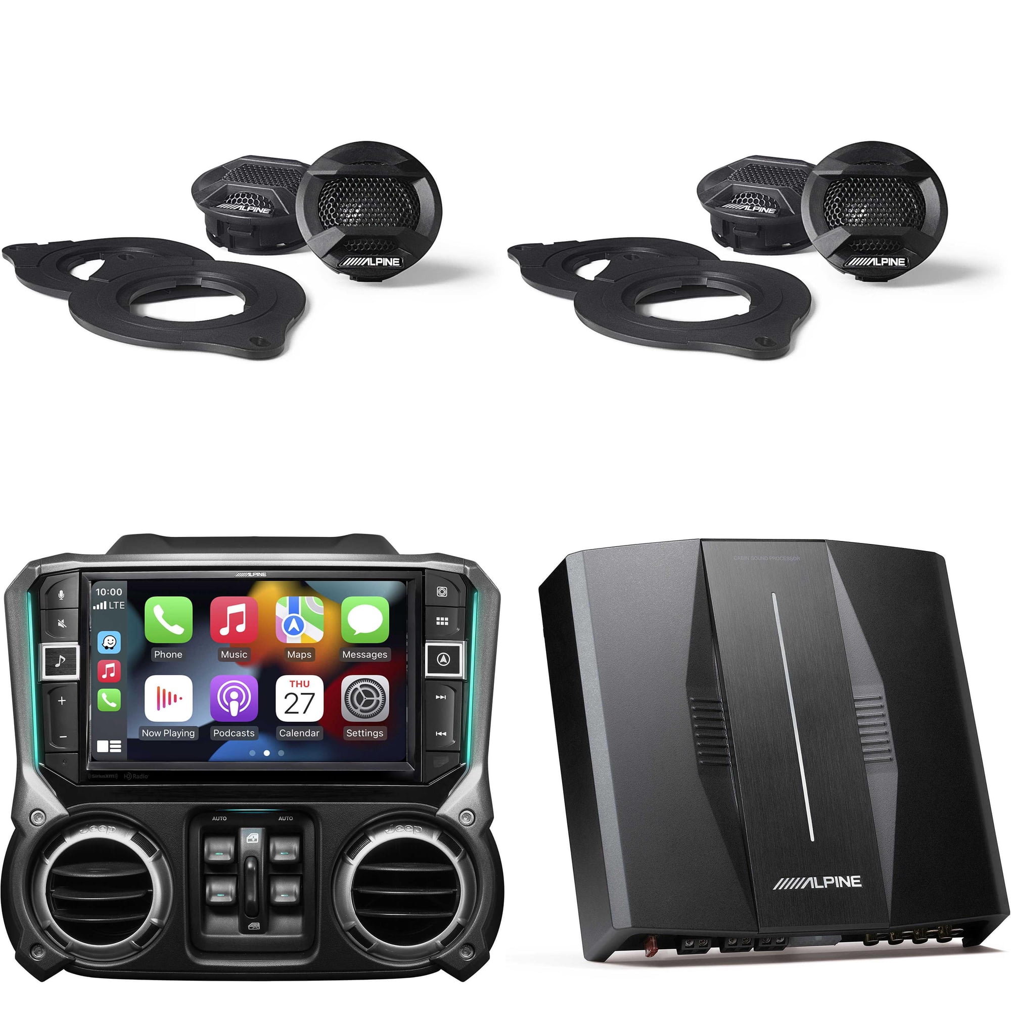 Alpine i509-WRA-JK 9" Multimedia Receiver w/ (2 pair) SPV-10TW-WRA & PXE-C80-88 OPTIM8 8-Channel Hi-Res DSP Amp Bundle