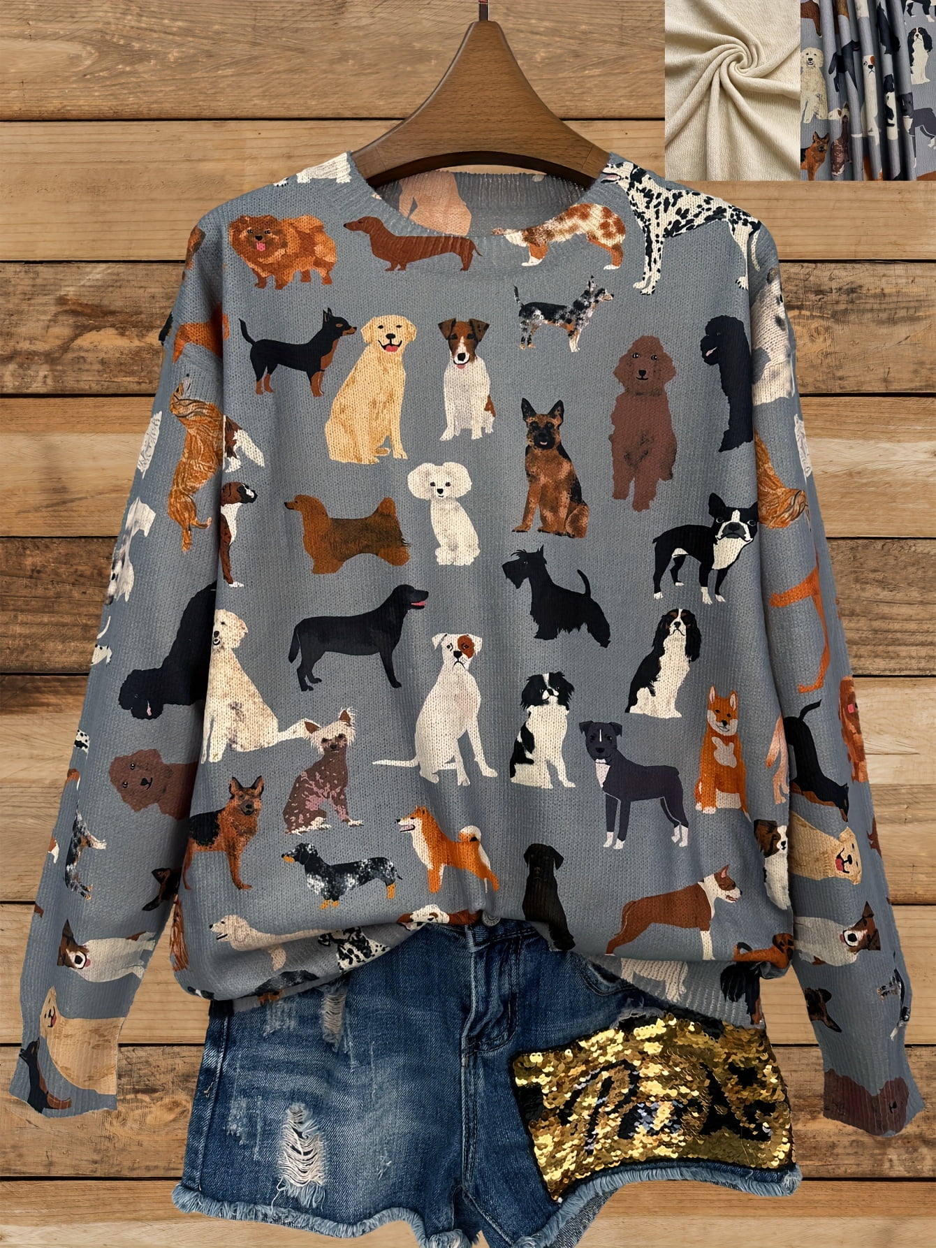 Casual quality Chic Dog Print Crew