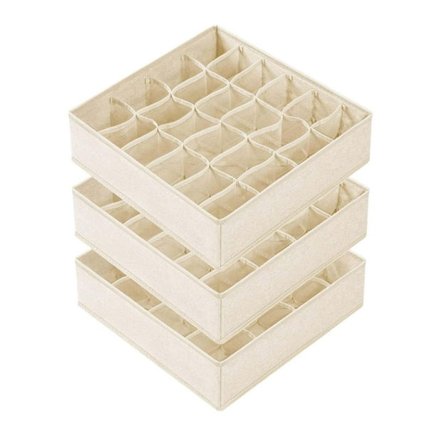 3 divisores organizadores de cajones para ropa interior, calcetines y pañuelos. Blanco