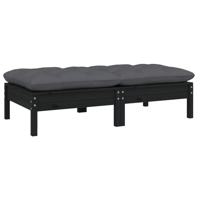 Sofá de patio VidaXL de 2 plazas para relajación al aire libre con cojines, color negro