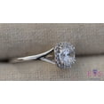thumbnail image 6 of Women's 18k white gold engagement ring thin diamond cushion halo with 1.60 ct white sapphire center 0.10 ctw G-VS diamonds, 6 of 10