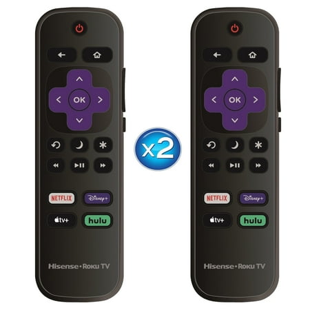 2 Pack - OEM Replacement Remote Control fit for All Hisense Roku TV Smart 4K Ultra HDTV 【Only Works with Hisense Roku TV, Not for Roku Stick and Roku Box】 (Netflix/Disney Plus/Apple TV+ / Hulu)