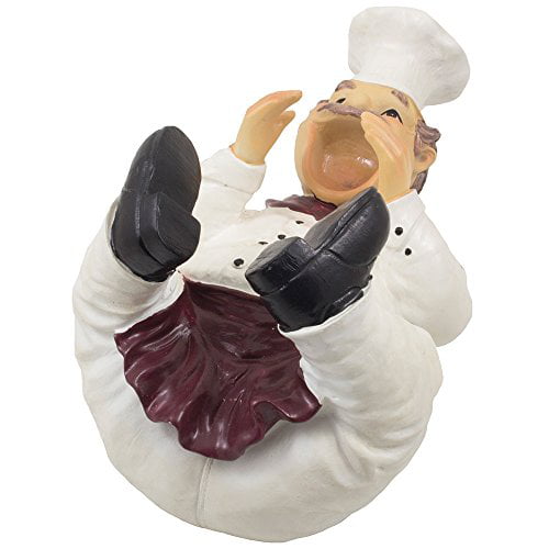 Brilliant-Store French Chef Brother Figurines Chef Miniatures Resin Wine Rocks Wine Holder Home Decor Office Decoration New Year Gift,2,7x4.9x7.8 Inch