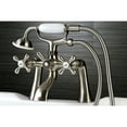 thumbnail image 2 of Kingston Brass KS268SN Kingston 7" Center Deck-Mount Clawfoot Tub Faucet with Hand Shower, Brushed Nickel, 2 of 8