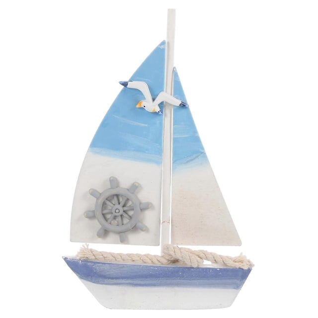 Sailboat Ornament Creative Sailboat Model Wooden Crafts Tabletop Decoration Adornment for Living Room Bedroom - S Size (Rudder Pattern)