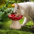 thumbnail image 4 of Mushroom Cat Bowl Resin Raised Cat Feeder Water Dish Pets Outdoor Garden Decor Gift, 4 of 5