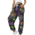 thumbnail image 2 of Cavosen Halloween Baggy Sweatpants for Women with Pockets Web Spider Print Wide Leg Pants Sweatpants Long Pants Casual Loose Drawstring Elastic Waist Ankle Length Trouser Joggor Festival S, 2 of 6