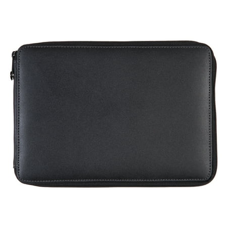Global Art Genuine Leather Pencil Case, 120-Pencil Capacity, Black