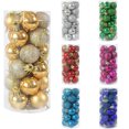 thumbnail image 2 of 24 piezas de bolas decorativas para árbol de Navidad de 3 cm con purpurina dorada y plateada de plástico para colgar adornos para el hogar, adorno para corona de árbol de Navidad, 2 of 5