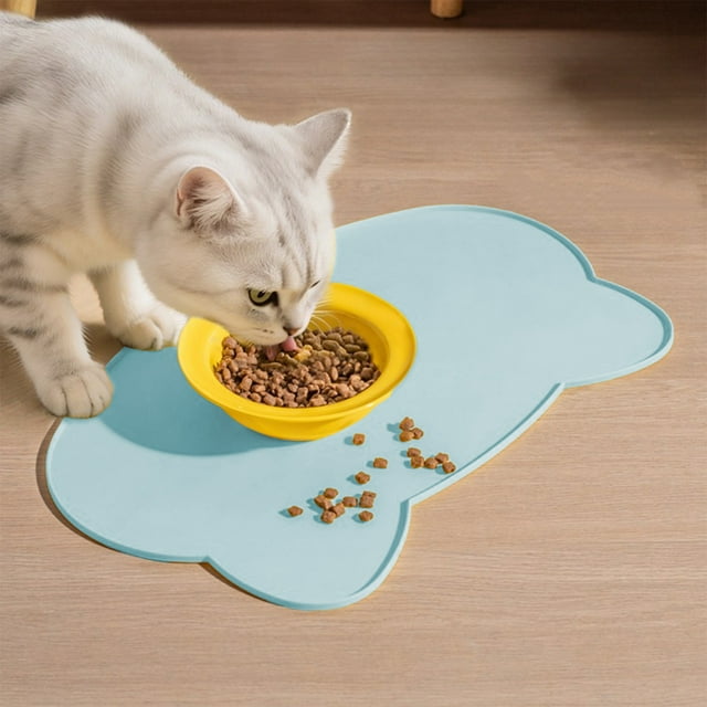 Ohmyroo Silicone Pet Food Mat Non - Slip Spill - Proof Slow Feeding Pad Pet Bowl Mat Easy to Clean Home Pet Accessory for Dog Cat Feeding Area Pet Feeding Space Protection