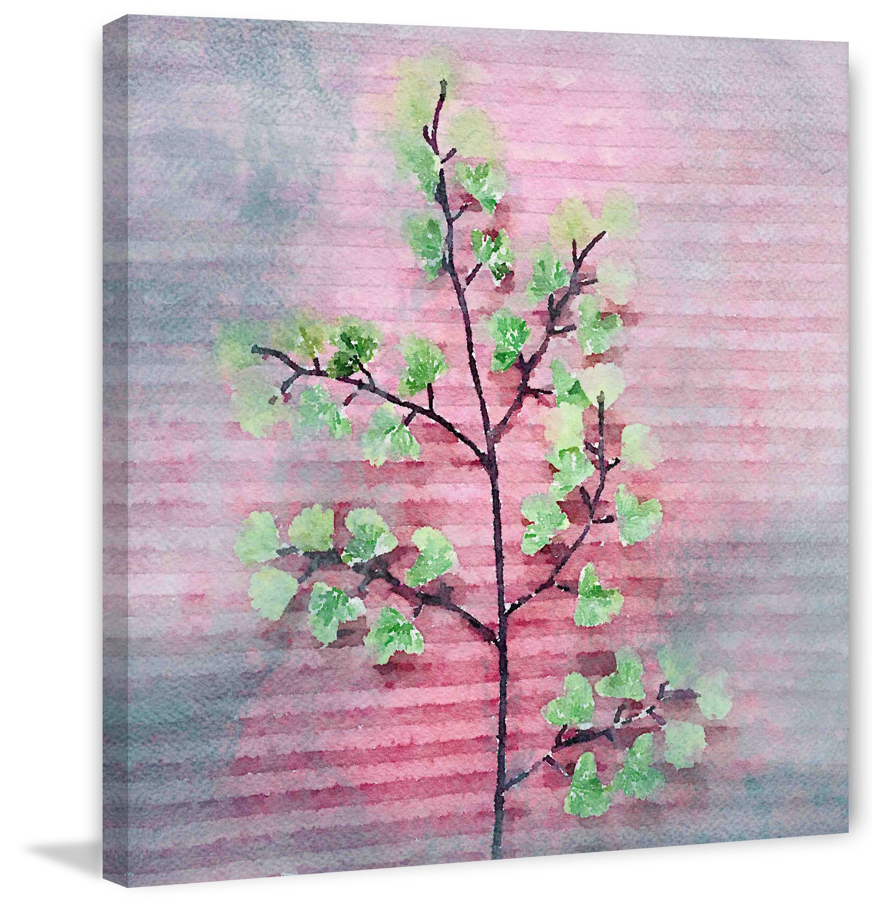 "Pink and Green" Painting Print on Wrapped Canvas