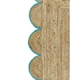 thumbnail image 4 of Rectangular Area Rug For Home And Living Room Décor Scalloped Natural Jute Floor Carpet Area Rug Teal 2'6" x 18' BY KALVEERA, 4 of 4