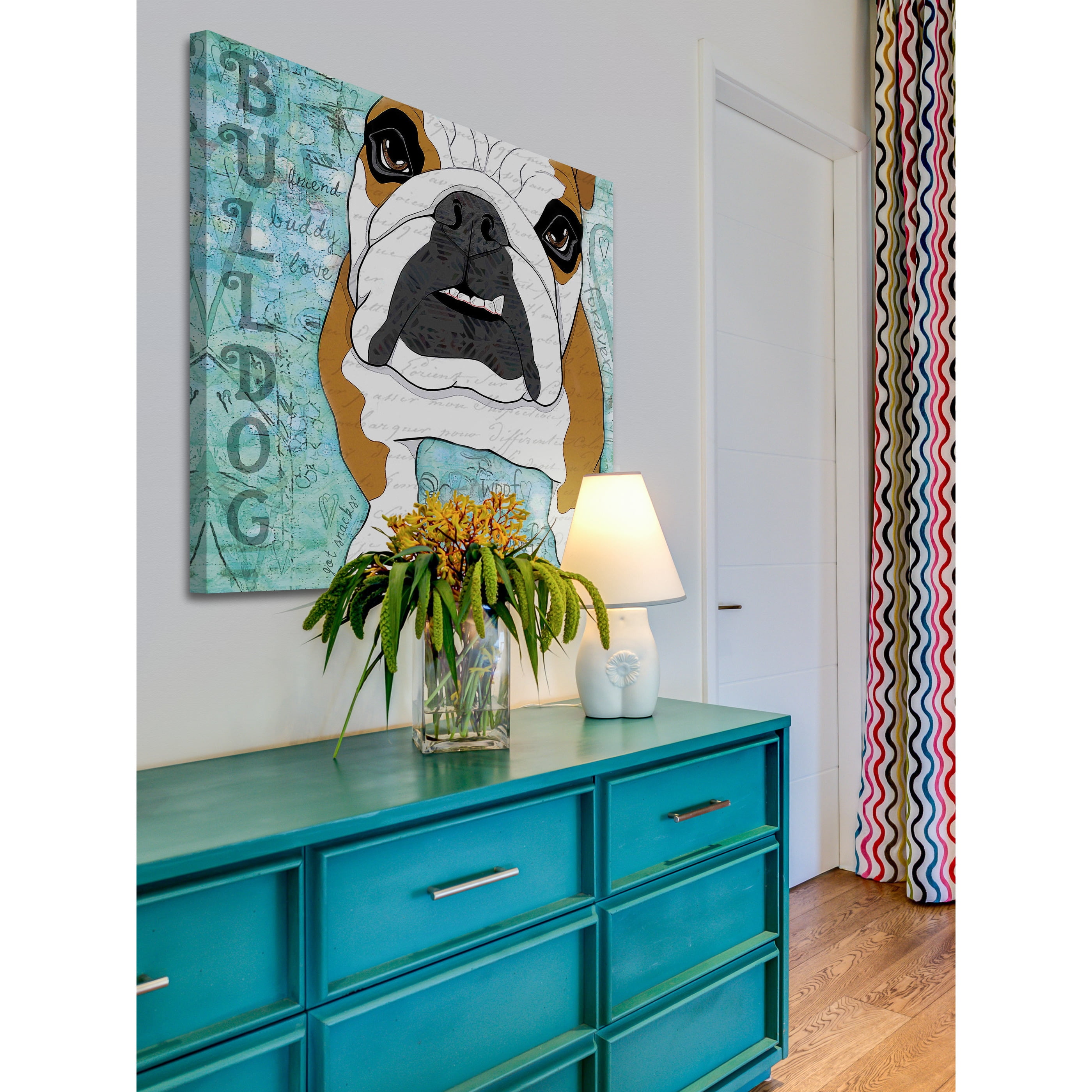 Marmont Hill "Pop Art Bulldog" by Stephanie Gerace Painting Print on Wrapped Canvas