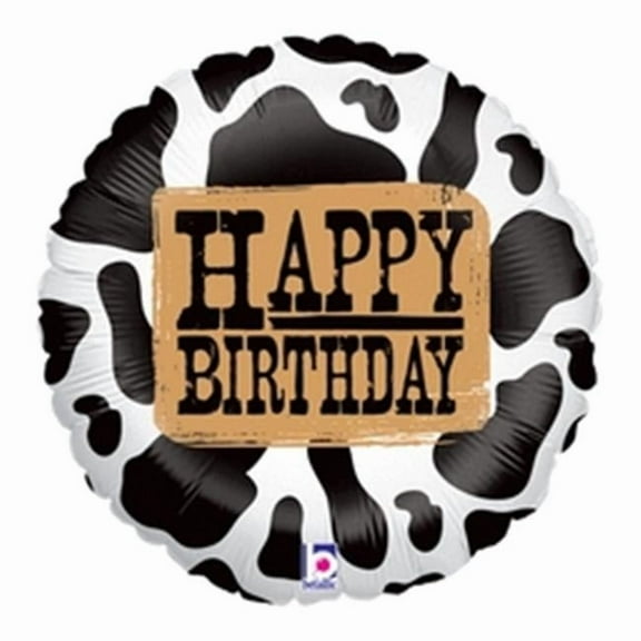 Cow Print Happy Birthday 18 inch Foil Balloon