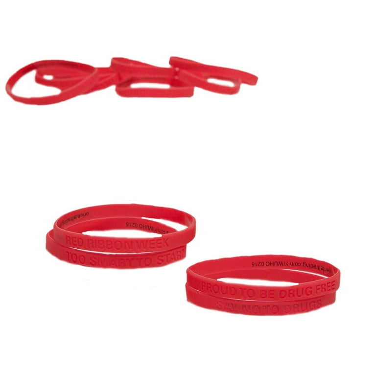 Red Ribbon Thin Band Silicone Bracelets