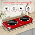 thumbnail image 2 of Techwood 1800W Double Burner Electric Cooktop | Infrared Ceramic Hot Plates for Fast Heating，Stainless Steel，Easy to Clean，Red, 2 of 6