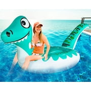 TURNMEON Giant Dinosaur Inflatable Pool Float Party Toys Ride-on with Durable Handles Summer Beach Swimming Pool Party Game Pool Toy Tube Raft Lounge Kids Adults Dinosaur Toy Island(125"x 47"x49")
