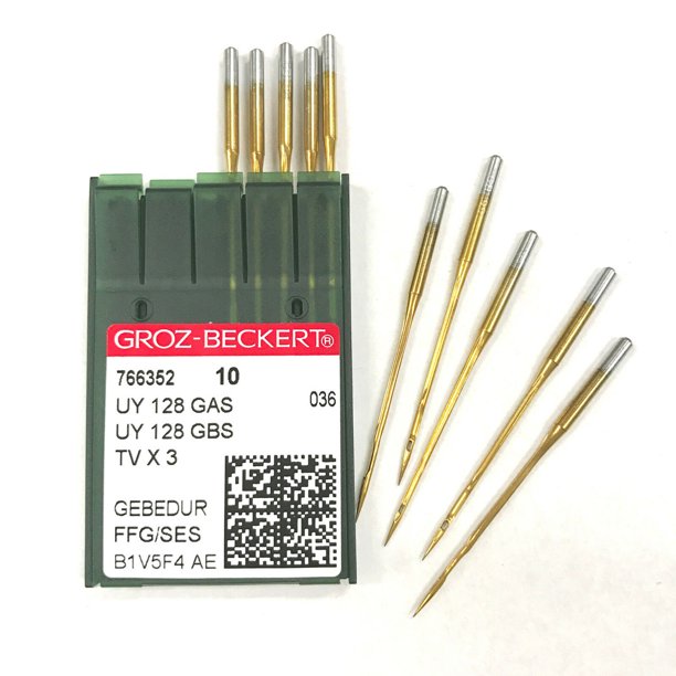 10 Pk. GrozBeckert UYX128GAS TVX3 Titanium FFG/SES Ball Point Needles