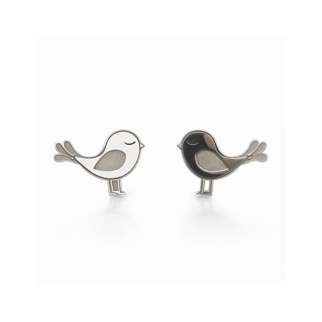 Aretes de plata .925 BELLAPLATA MF broquel Gorriones del amanecer de plata reflejante