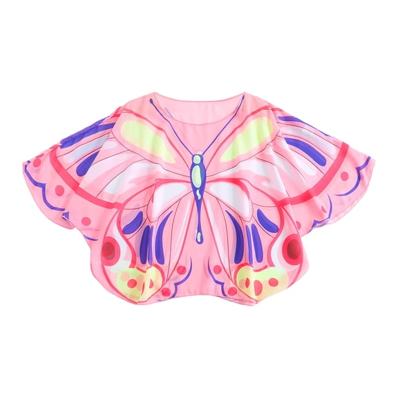 BOBOGOJP Girl Swim Cover Up Kids Butterfly Beach Coverup Chiffon Long Sleeves Wrap Swim Dress 4-7 Years Pink for Size 7-8 Years