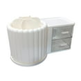 thumbnail image 3 of Organizador de maquillaje, caja de almacenamiento de escritorio, cajón giratorio, almacenamiento de papelería Blanco, 3 of 9