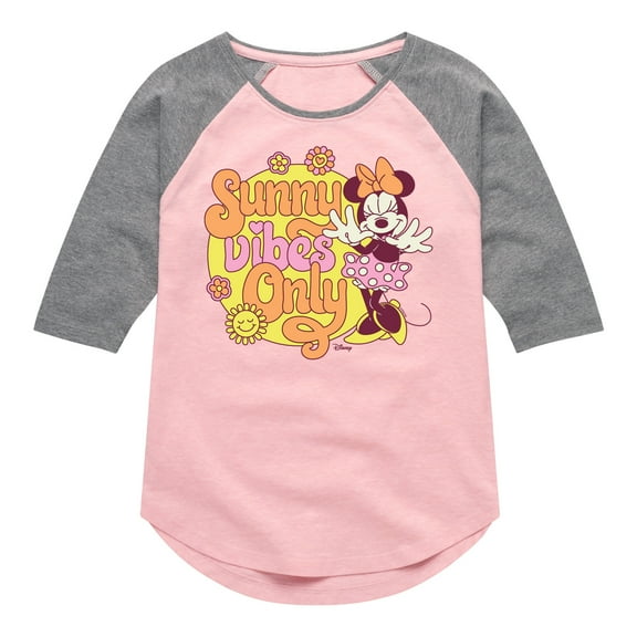 Disney - Mickey & Friends - Sunny Vibes Only - Toddler And Youth Girls Raglan Graphic T-Shirt