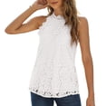 thumbnail image 3 of Camisetas sin mangas de encaje con cuello halter Camisa sin mangas informal Blusa de mujer Top para fiesta de verano Blanco M, 3 of 6