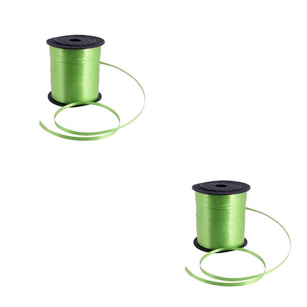 Inteprter Envoltura de cinta para rizar globos de 250 yardas, carrete de plástico, correa colorida, cadena de favores de fiesta de Navidad para Verde 2piezas